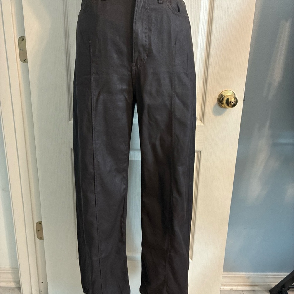 Banana Republic Dark Brown Coated  Wide Leg Jeans 28 Petite